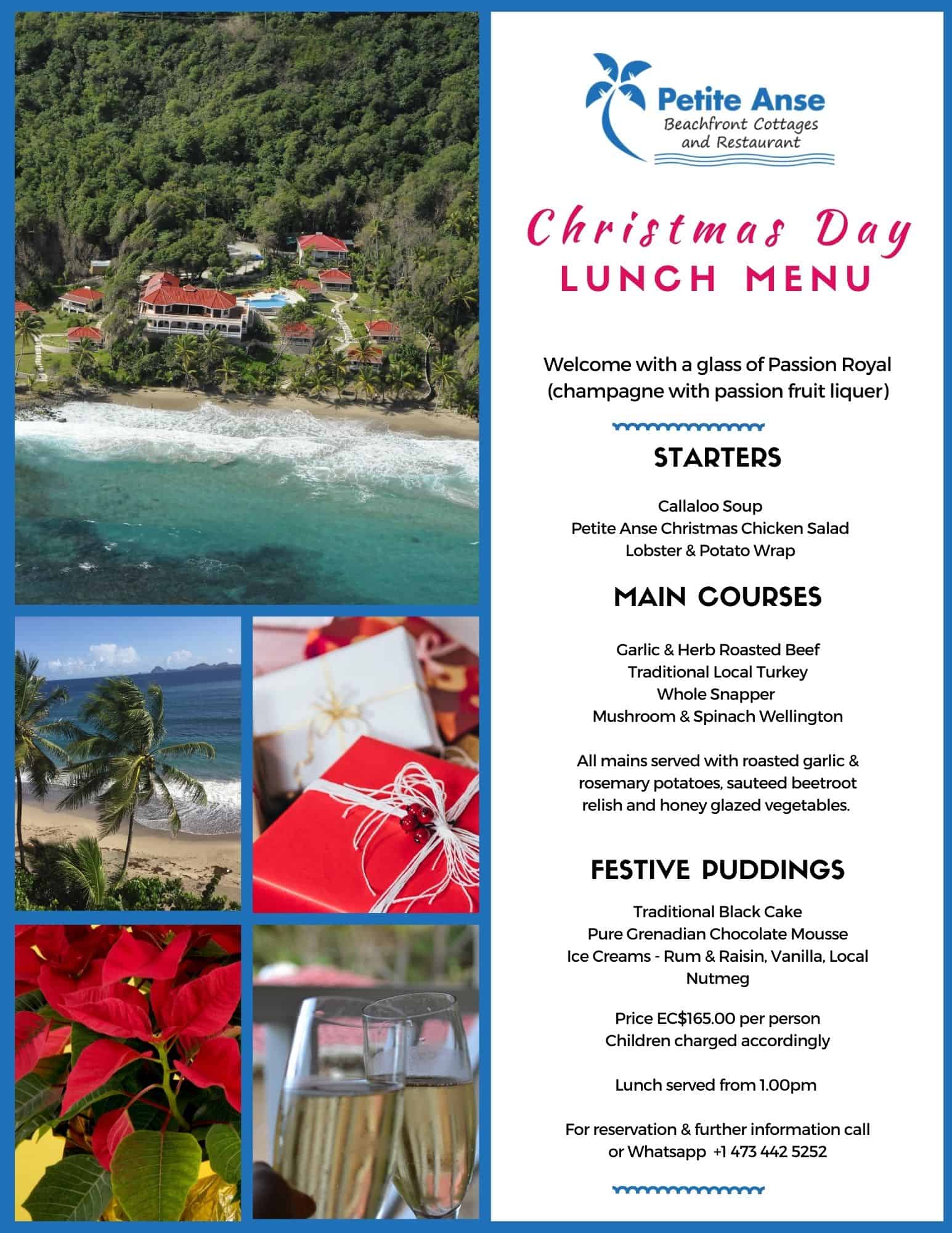 Christmas Lunch menu Grenada 2021